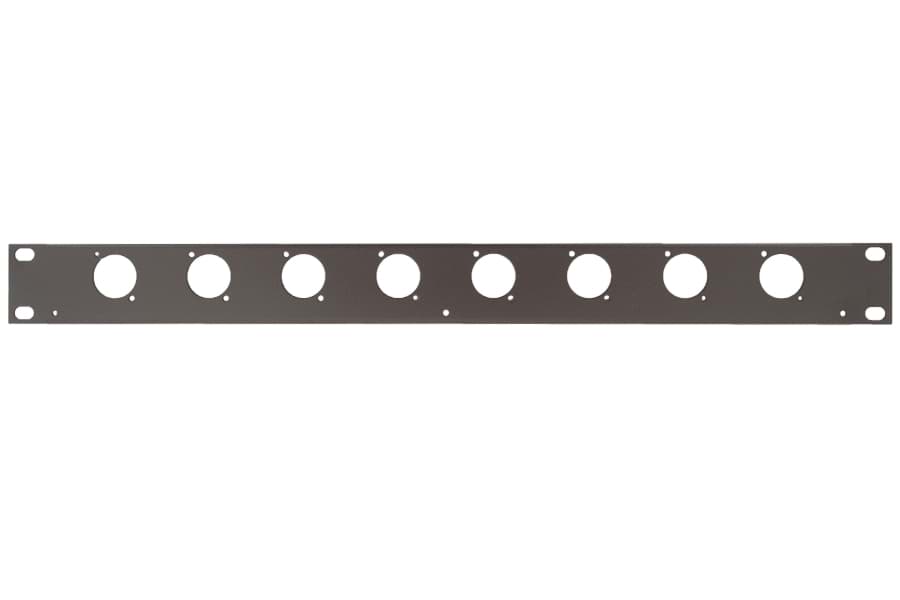 Afbeelding van frontplaat 19inch 1HE-U gaten  8x XLR-D- staal zwart (tbv U-bar)