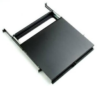 Bild von schrijfplateau uitschuifbaar 19inch 1HE zwart met vergrendeling