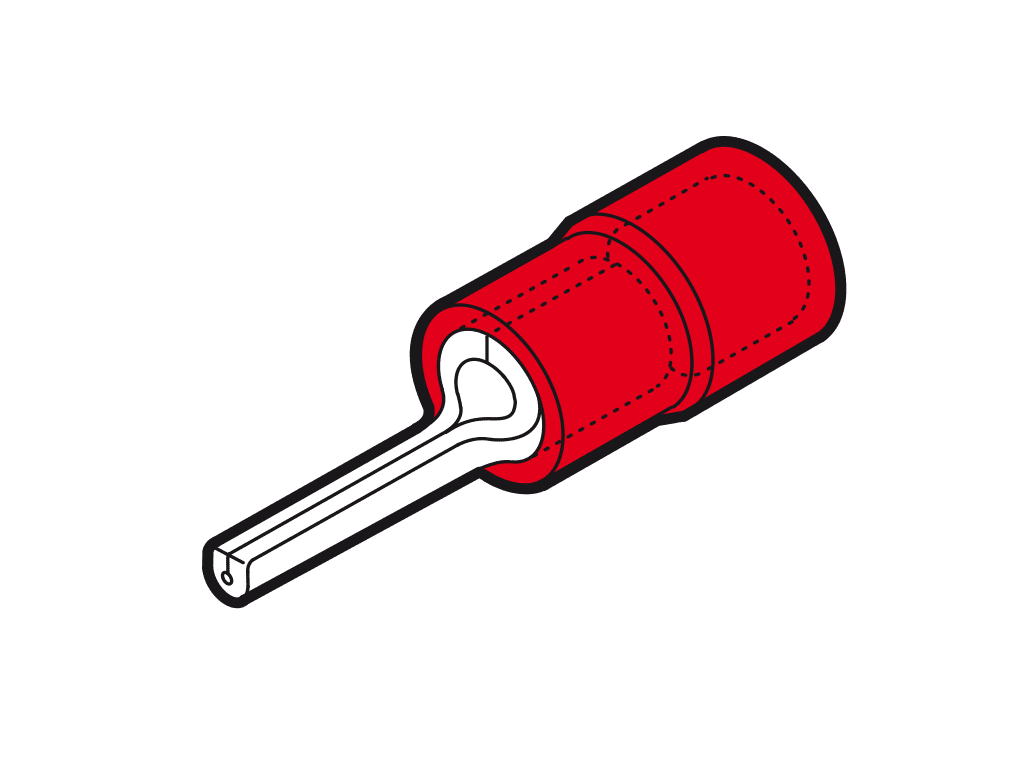 Picture of pinkabelschoen geisoleerd 0.25-1.5mm2 rood L10mm PVC VPE100