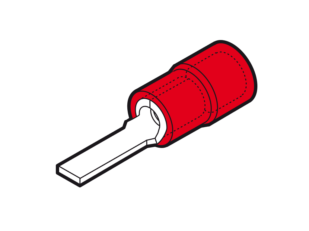 Bild von vlakstiftkabelschoen geisoleerd 0.25-1.5mm2 rood 13.2x2.3mm PVC VPE100
