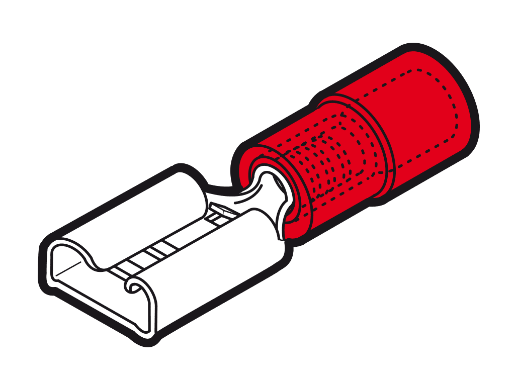 Bild von vlaksteker female geisoleerd 0.25-1.5mm2 rood 6.35x0.8mm PA6.6 VPE100