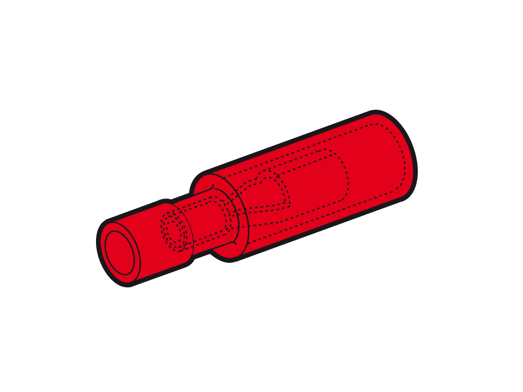 Bild von rondsteker female geisoleerd 0.25-1.5mm2 rood D4mm PA6.6 VPE100