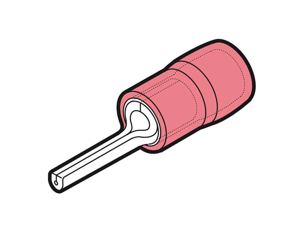 Picture of pinkabelschoen geisoleerd 0.25-1.5mm2 rood L12.0mm PA6.6 VPE100