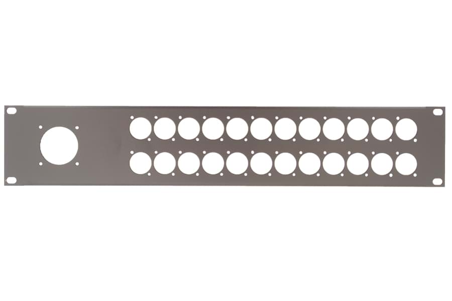 Afbeelding van frontplaat 19inch 2HE-U gaten 1x Ceep T30 + 24xXLR-D staal zwart