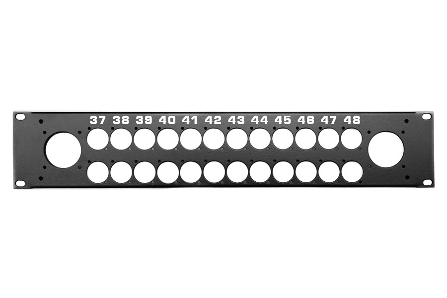 Afbeelding van frontplaat 19inch 2HE-U gaten 2xLK37+2x12xXLR-D 37-48 (tbv CBox 2-65)