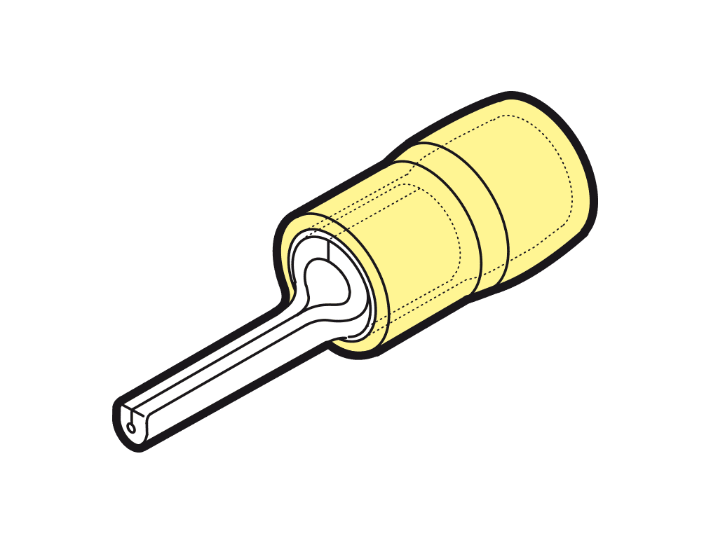 Picture of pinkabelschoen geisoleerd 4-6mm2 geel L14.0mm PA6.6 VPE100