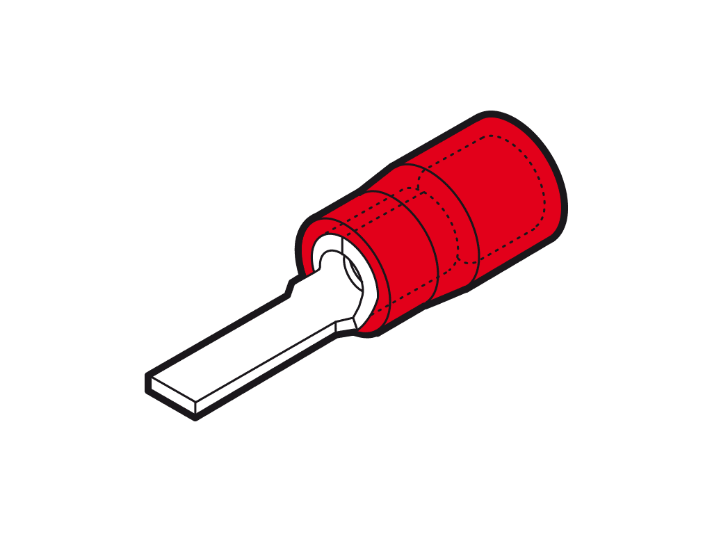 Bild von vlakstiftkabelschoen geisoleerd 0.25-1.5mm2 rood 11.3x3mm PC-V0 VPE100
