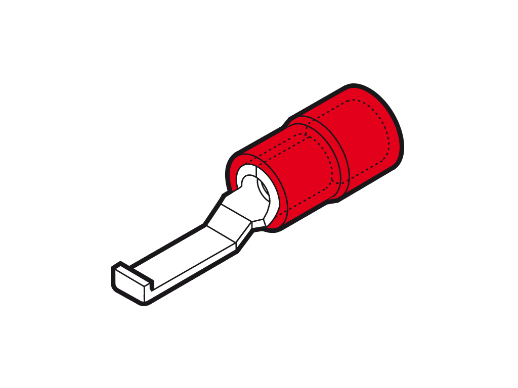 Bild von vlakstiftkabelschoen+LIP geisoleerd 0.25-1.5mm2 rood  17.5x4.6mm PC-V0