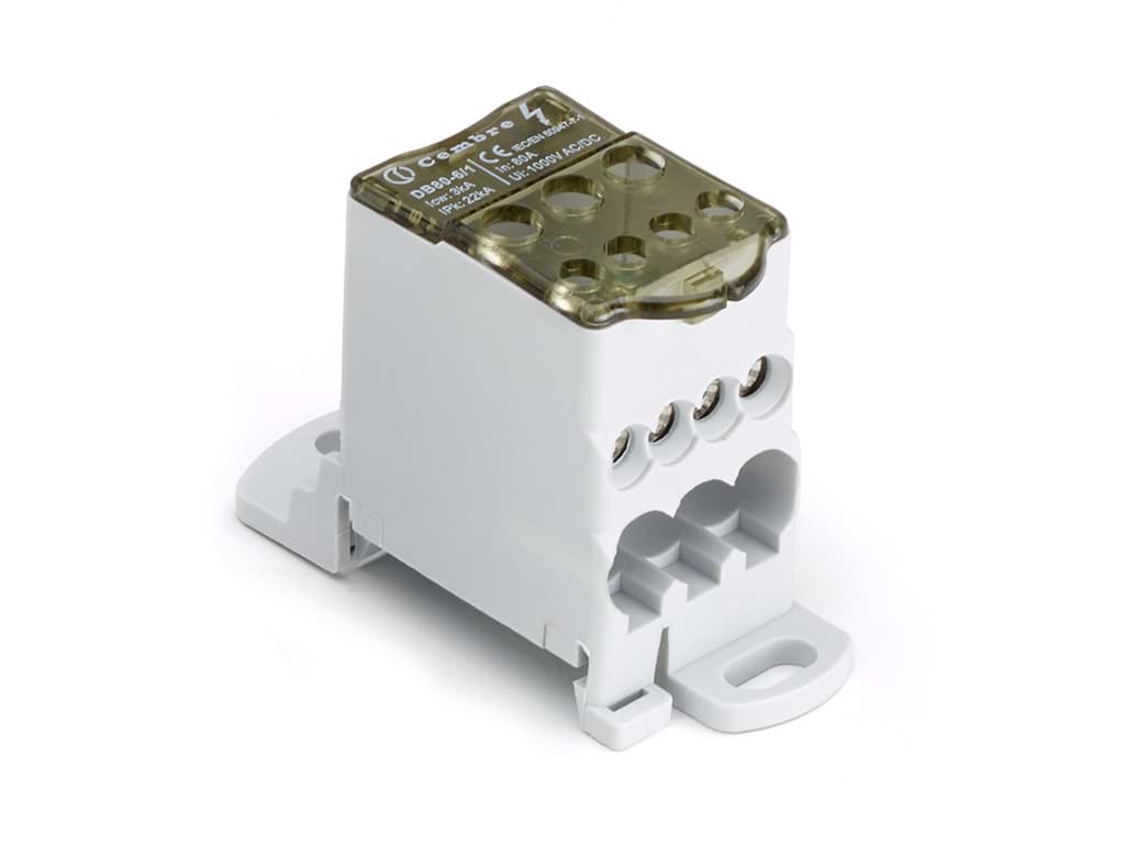 Afbeelding van Verdeelblok 1F  80A 6-16 > 2x2.5-16+4x2.5-6 TS35 Cembre