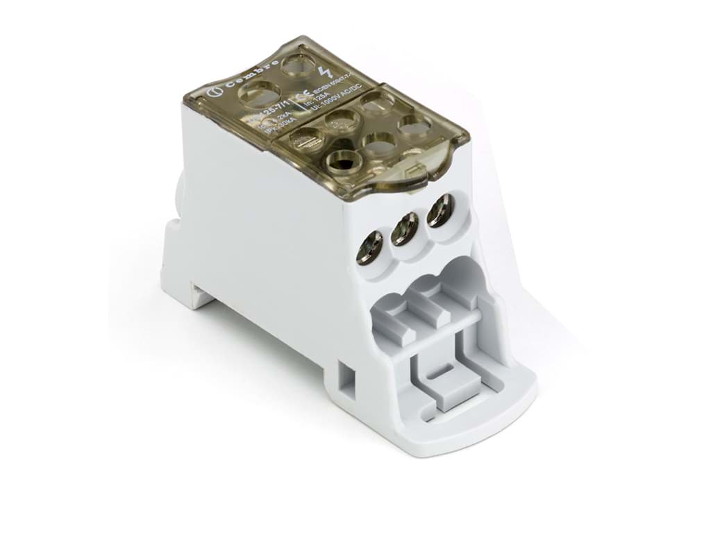 Afbeelding van Verdeelblok 1F 160A 10-70 > 1x6-16+6x2.5-16 TS35 Cembre