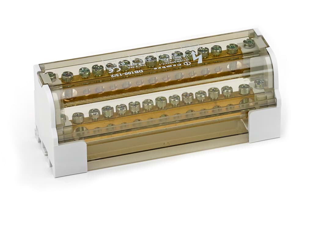 Afbeelding van Verdeelblok 2F 100A 2x10-25 + 7x1.5-6 + 6x0.75-4 TS35 Cembre