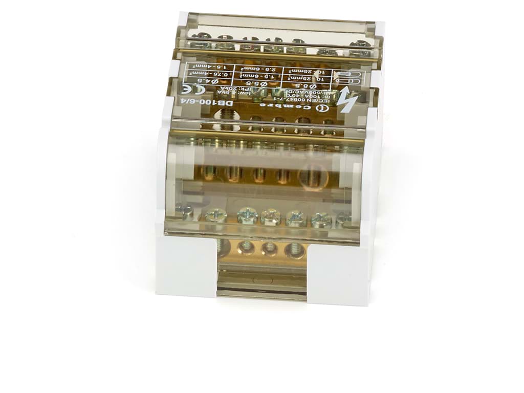 Afbeelding van Verdeelblok 4F 100A 1x10-25 + 3x1.5-6 + 3x0.75-4 TS35 Cembre
