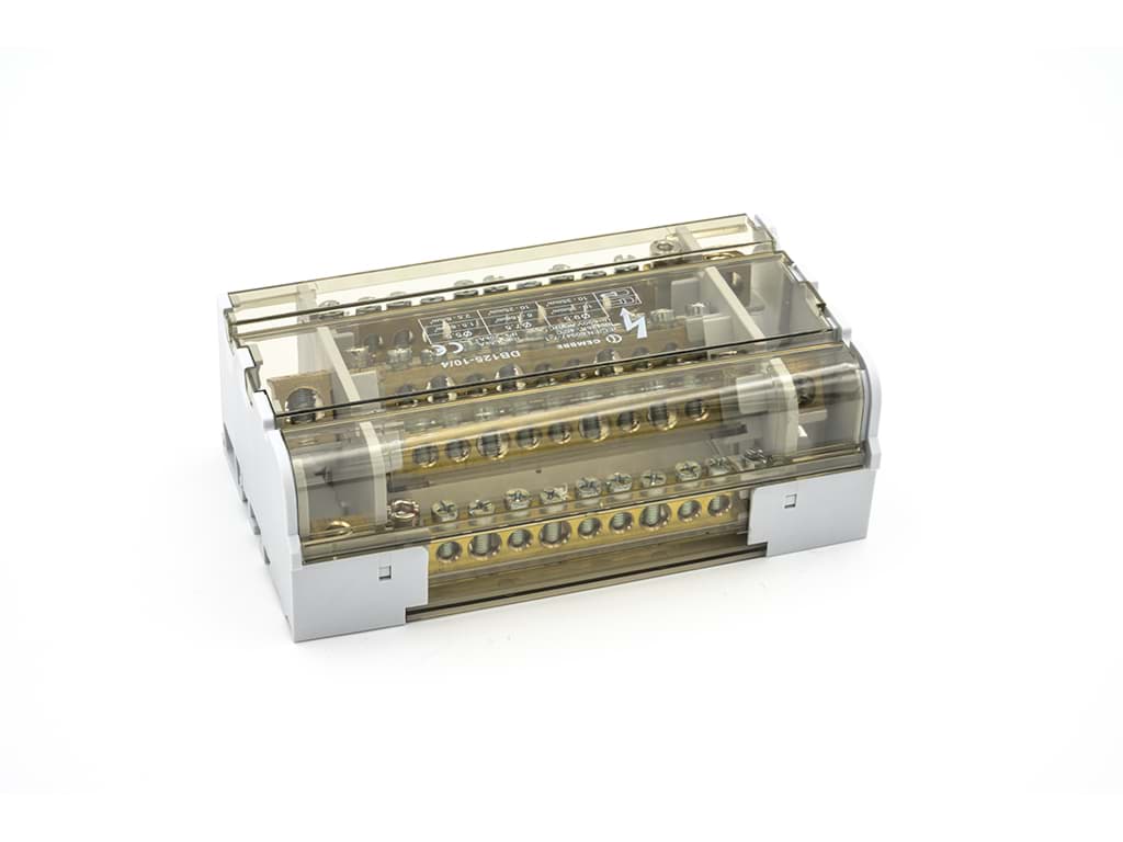 Afbeelding van Verdeelblok 4F 125A 1x10-35 + 3x6-16 + 7x1.5-6 TS35 Cembre