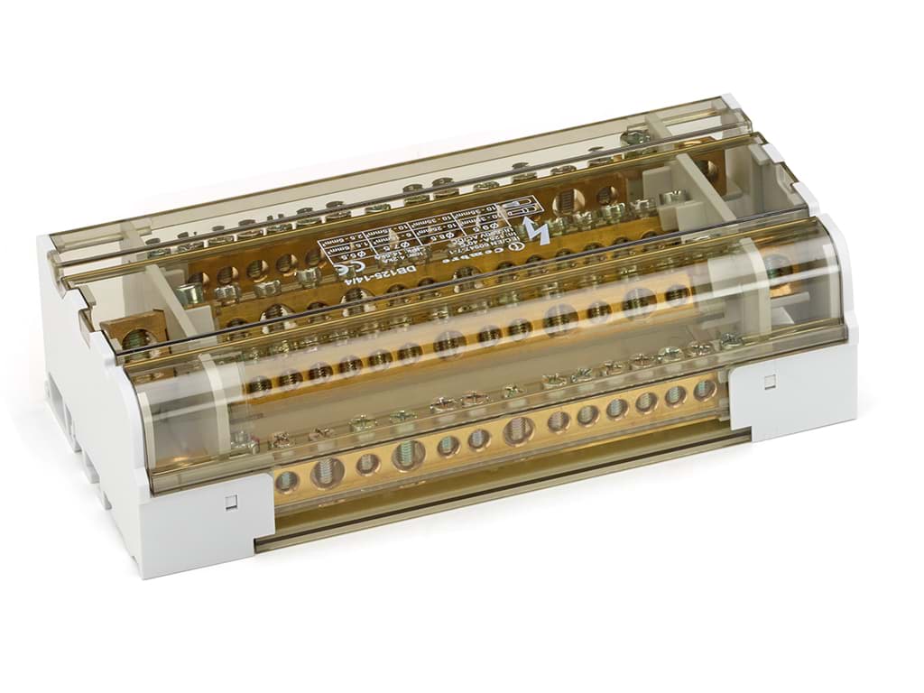 Afbeelding van Verdeelblok 4F 125A 1x10-35 + 2x6-16 +11x1.5-6 TS35 Cembre