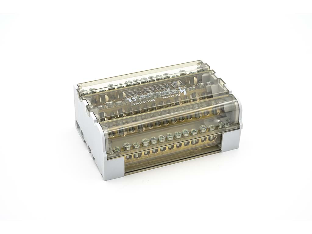 Afbeelding van Verdeelblok 4F 125A 2x10-25 + 2x6-16 +11x1.5-6 TS35 Cembre