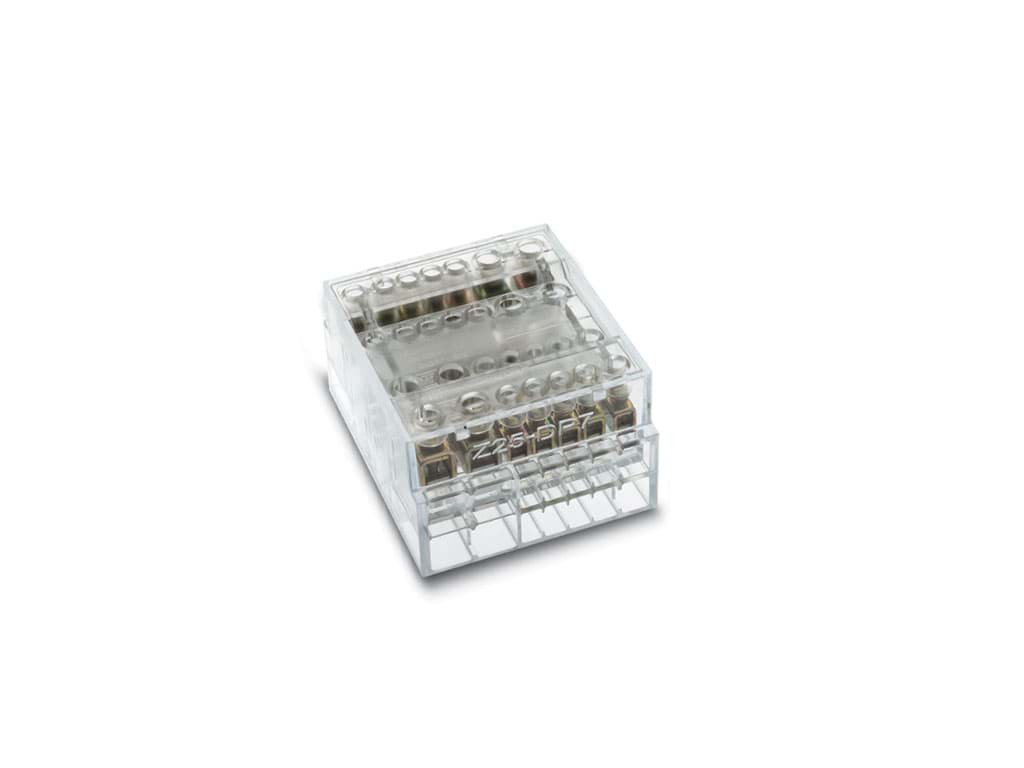 Afbeelding van verdeelblok 4F 100A 2x10-25+5x1-6 TS35 Cembre