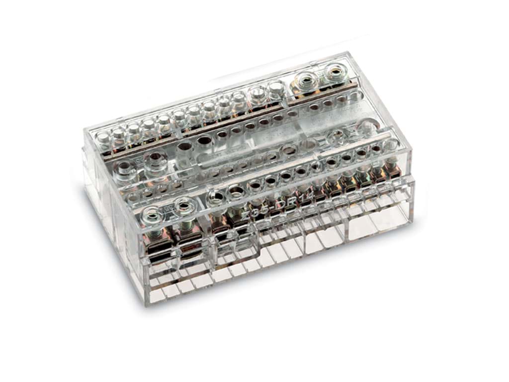 Afbeelding van verdeelblok 4F 125A 2x10-35+2x2,5-16+10x1-6 TS35 Cembre