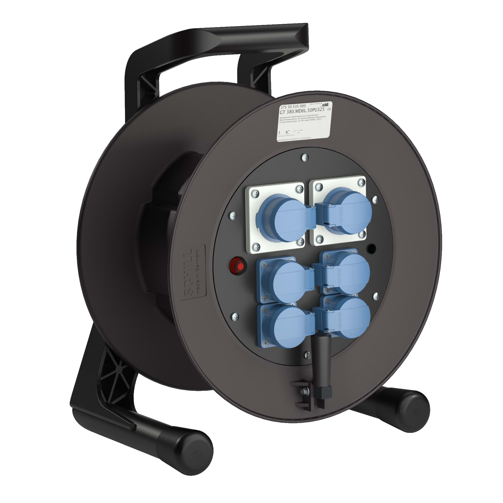 Bild von haspel GT380 rubber met 6x schuko+KD +TB +L