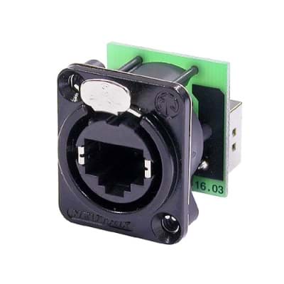 Picture of etherCON cat5e chassis-D RJ45 zwart disassembled