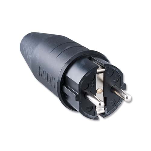 Picture of stekker randaarde rubber zwart 611 Keraf