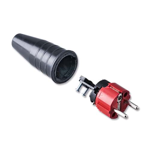 Picture of stekker randaarde+busaarde volrubber zwart-rood 521 Keraf