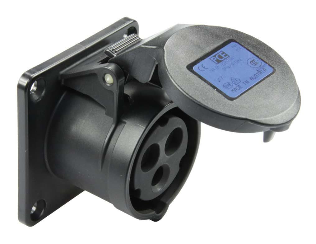 Picture of CEE wcd-inbouwRecht 3p  16A 230V 6h zwart 55x55mm IP44 PCE