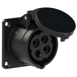 Bild von CEE wcd-inbouwRecht 4p  16A 400V 7h zwart 70x70mm IP44 PCE