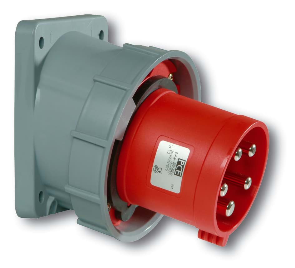 Afbeelding van CEE toestel-inbouwSchuin 5p  63A 400V 6h rood 100x107mm IP67 PCE
