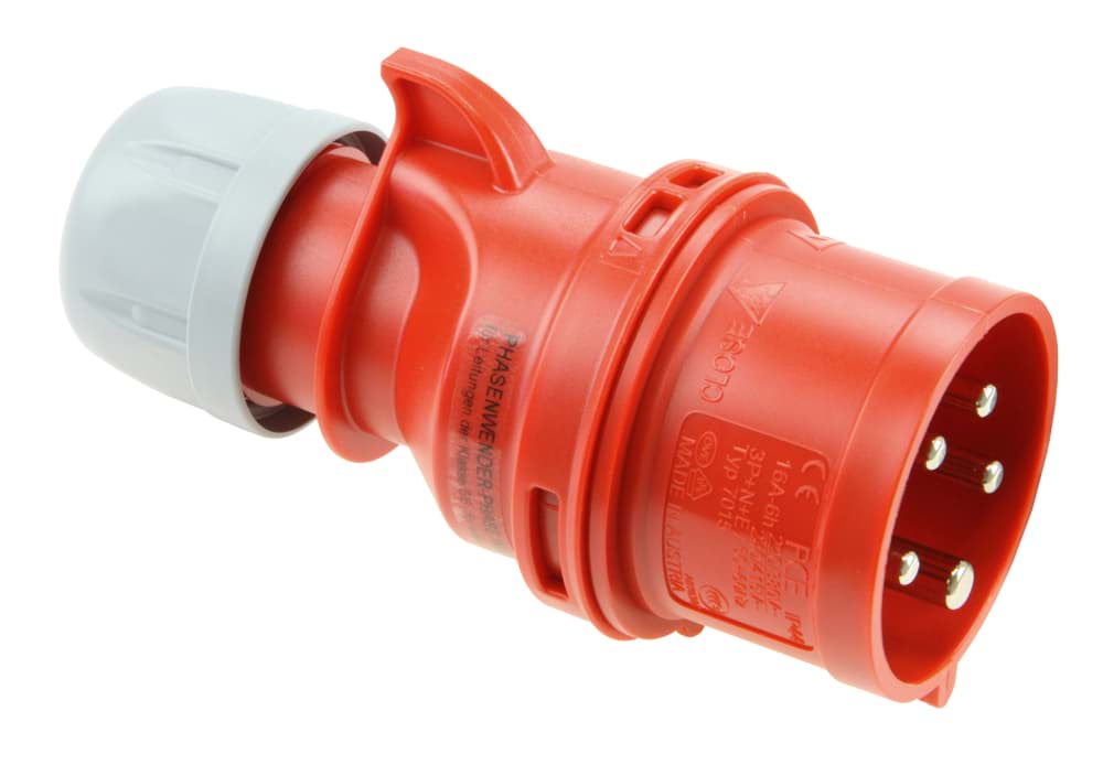 Picture of CEE steker 5p  16A 400V 6h rood IP44 met fasedraaier PCE