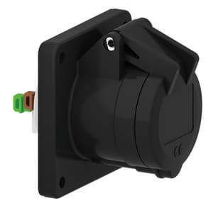 Bild von CEE wcd-inbouwRecht 3p  16A 230V 6h zwart 56x56mm IP44 Bals QuickConne
