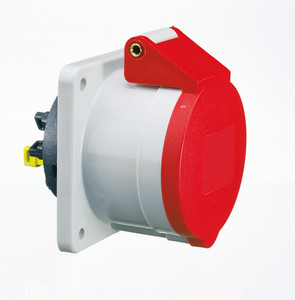 Bild von CEE wcd-inbouwRecht 5p  16A 400V 6h rood 75x75mm IP44 Bals QuickConnec