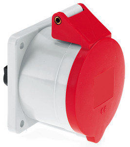 Bild von CEE wcd-inbouwRecht 5p  32A 400V 6h rood 75x75mm IP44 Bals schroef