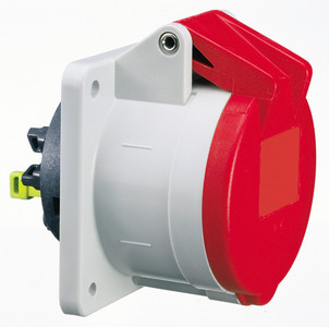 Bild von CEE wcd-inbouwRecht 5p  32A 400V 6h rood 70x70mm IP44 Bals QuickConnec