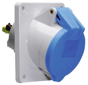 Bild von CEE wcd-inbouwSchuin 3p  16A 230V 6h blauw 74x62mm IP44 Bals QuickConn