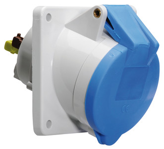 Bild von CEE wcd-inbouwSchuin 3p  32A 230V 6h blauw 85x85mm IP44 Bals QuickConn