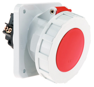 Bild von CEE wcd-inbouwSchuin 5p 125A 400V 6h rood 114x114mm IP67 Bals schroef