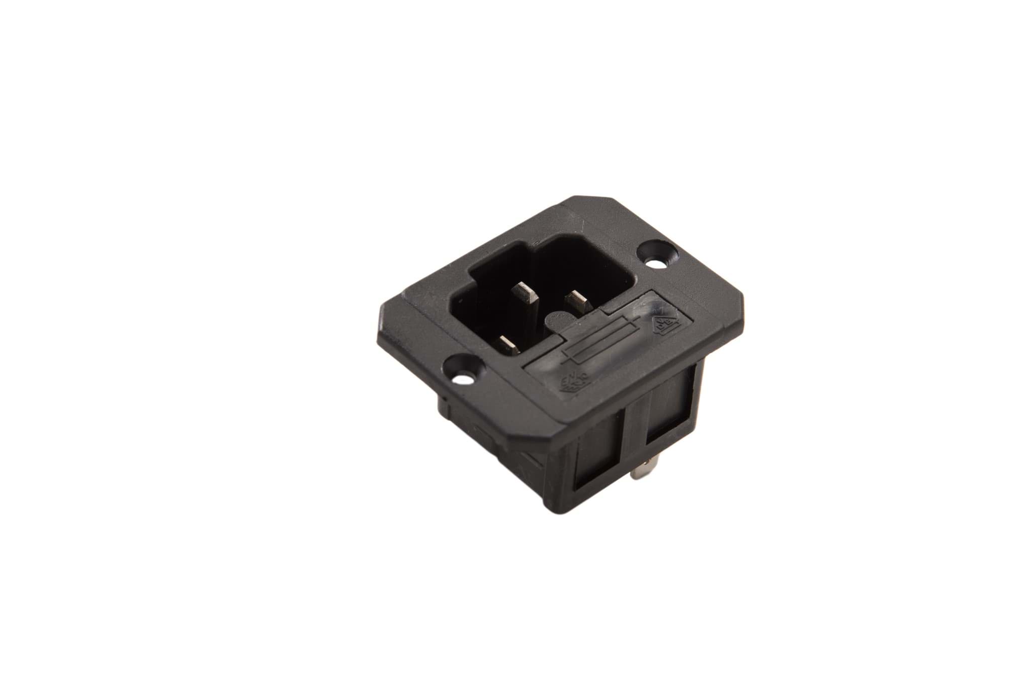 Afbeelding van IEC C16A 10A 155gr inbouw pen zekeringhouder Faston 4.8mm zwart Kaiser