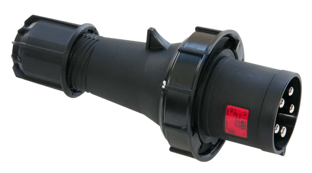 Picture of CEE steker 5p  63A 400V 6h zwart IP67 PCE