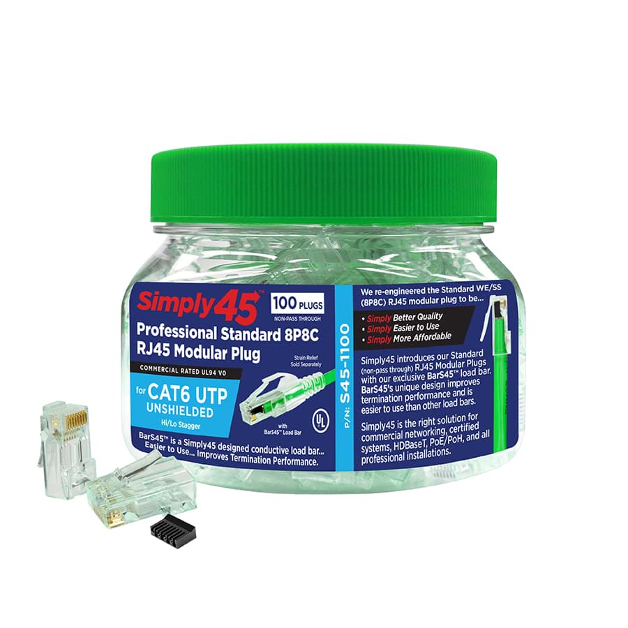 Afbeelding van RJ45 Simply45-Standard+bar CAT6/6A UTP AWG23 dmax=7,4mm BX100