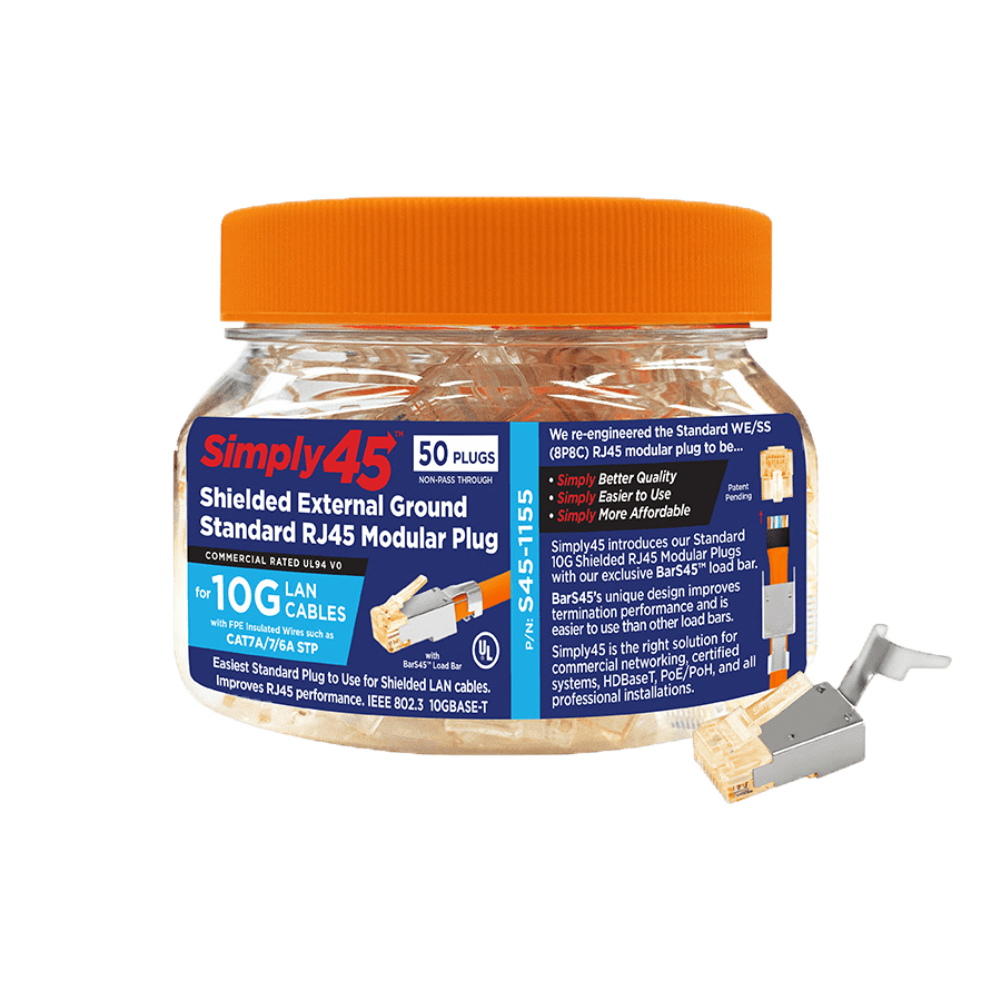 Afbeelding van RJ45 Simply45-Standard+bar CAT6A/7/7A 10G STP AWG23 dmax=8,0mm BX50