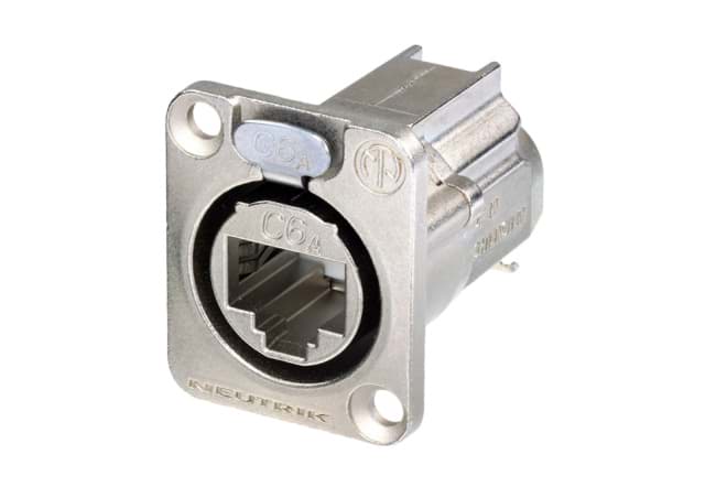 Picture of etherCON CAT6A chassis D-shape IDC nickel