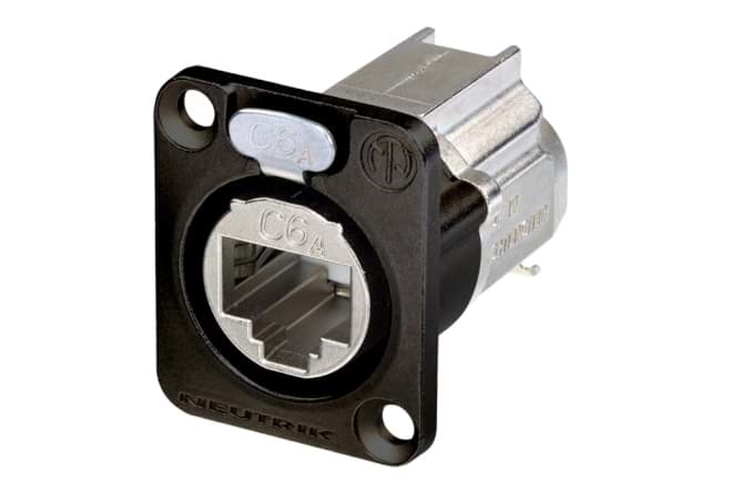 Picture of etherCON CAT6A chassis D-shape IDC black