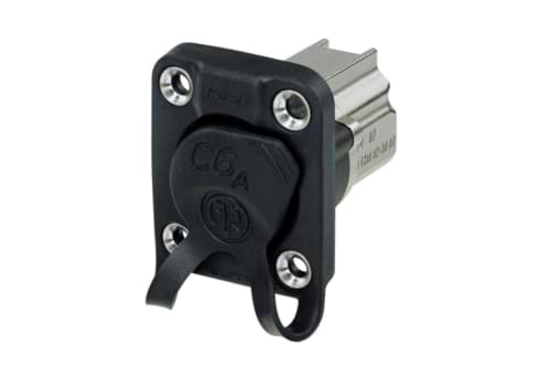 Bild von etherCON CAT6A chassis D-shape RJ45 zwart met kap IP65