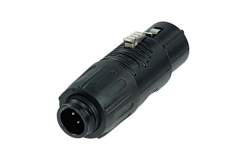 Bild von koppeladapter TINY XLR-3p-male <> XLR-3p-female zwart goud