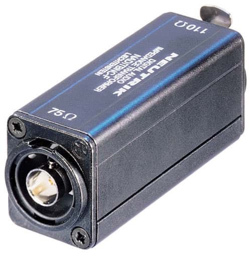 Picture of adapter AES/EBU + trafo 110-75 Ohm / BNC female <> XLR-female panel