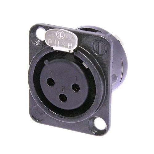 Picture of XLR chassis DL 3 pin bus zwarte behuizing goudcontacten