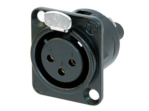 Picture of XLR chassis DL 3 pin bus zwarte behuizing goudcontacten schroef