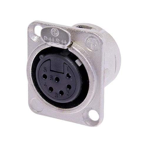 Picture of XLR chassis DL 6 pin bus nikkel behuizing zilvercontacten