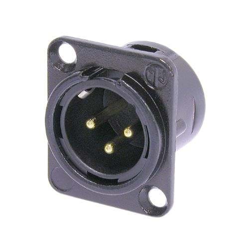 Picture of XLR chassis DL 3 pin pen zwarte behuizing goudcontacten
