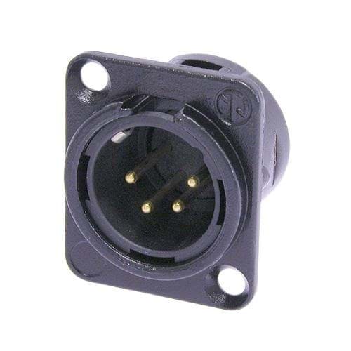 Picture of XLR chassis DL 4 pin pen zwarte behuizing goudcontacten